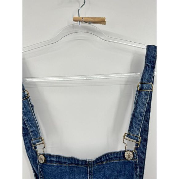 Papaya Women's Blue Denim High Rise Distressed Sleeveless Overalls Size Large - Picture 7 of 10